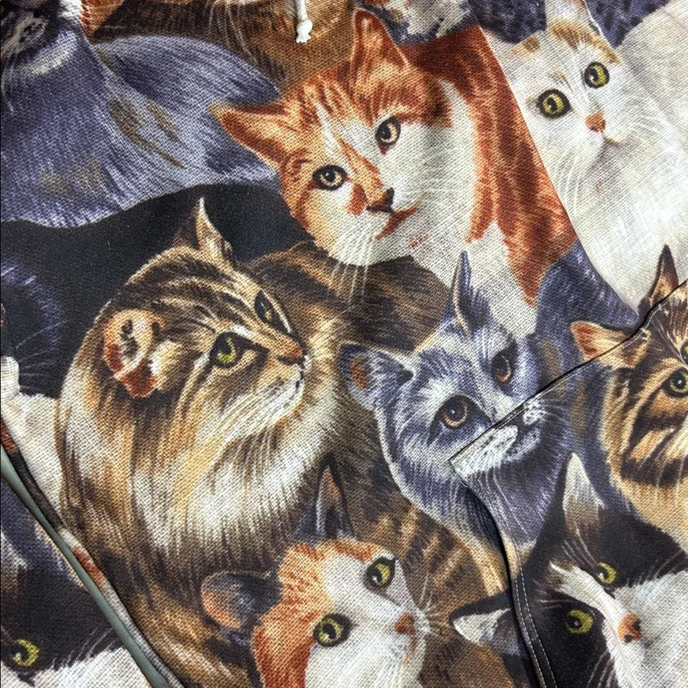 Cat Print Hoodie for Pet Lovers XL Adult